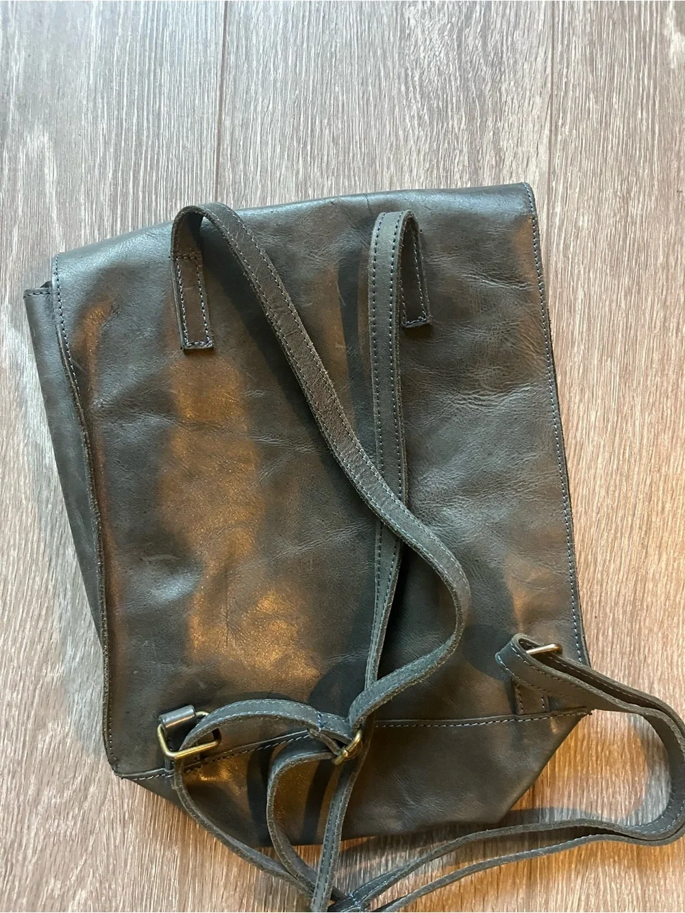 Black Leather Roll-Top Shoulder Bag
